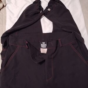 The Ragged Priest Black Cargo Pants with Red Stitching